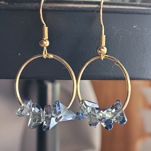 Sapphire Gemstone Gold Plated Earrings - Picture 3 of 4